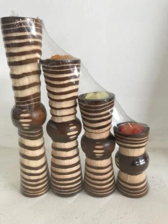 Wooden T light Candle Holder Set of 4,2x4,2x6,2x8,2x10